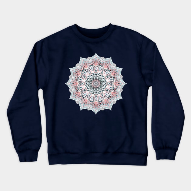 Expansion - boho mandala in soft salmon pink & blue Crewneck Sweatshirt by micklyn